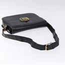 CELINE Shoulder Bag Leather Black Gold Auth 140224-7