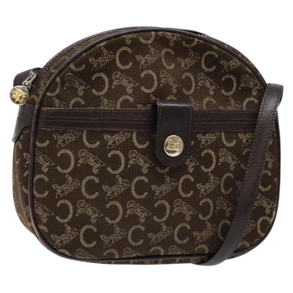 CELINE C Sulky Shoulder Bag Canvas Brown Auth 140225
