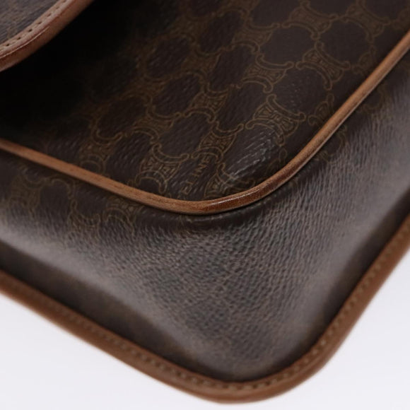 CELINE Macadam Canvas Circle Shoulder Bag PVC Leather Brown Gold Auth 140226