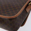 CELINE Macadam Canvas Circle Schultertasche PVC Leder Braun Gold Auth 140226-16