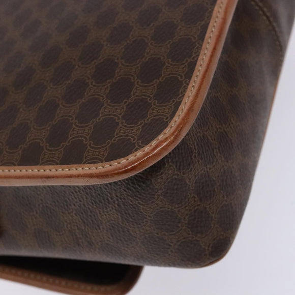 CELINE Macadam Canvas Circle Schultertasche PVC Leder Braun Gold Auth 140226