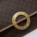 CELINE Macadam Canvas Circle Schultertasche PVC Leder Braun Gold Auth 140226-18