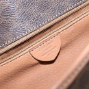 CELINE Macadam Canvas Circle Schultertasche PVC Leder Braun Gold Auth 140226-12