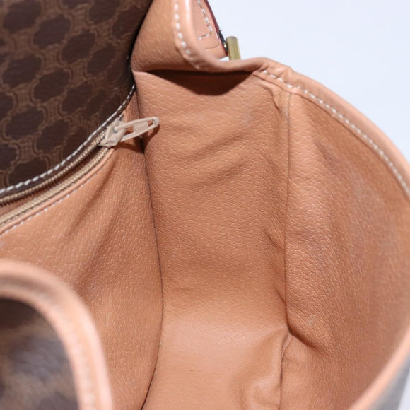 CELINE Macadam Canvas Circle Shoulder Bag PVC Leather Brown Gold Auth 140226