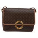 CELINE Macadam Canvas Circle Shoulder Bag PVC Leather Brown Gold Auth 140226-13