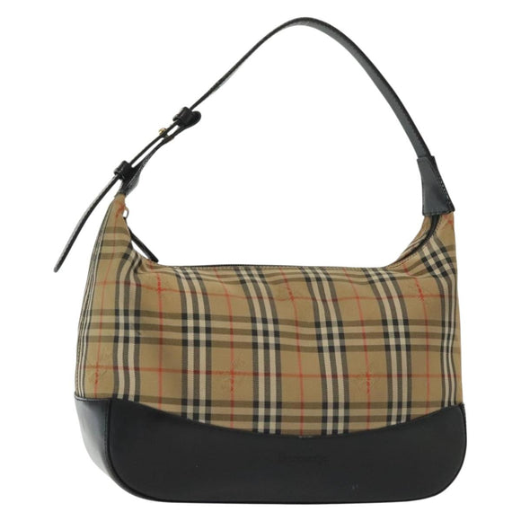 Burberrys Nova Check Shoulder Bag Canvas Leather Beige Auth 140233