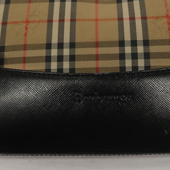 Burberrys Nova Check Shoulder Bag Canvas Leather Beige Auth 140233