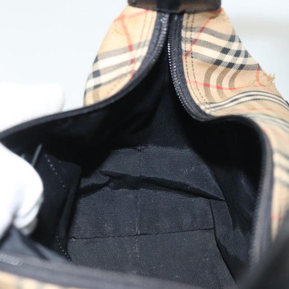 Burberrys Nova Check Shoulder Bag Canvas Leather Beige Auth 140233