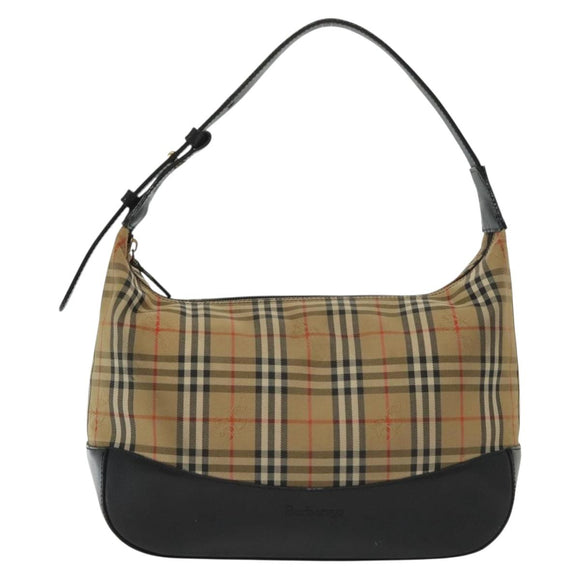Burberrys Nova Check Shoulder Bag Canvas Leather Beige Auth 140233