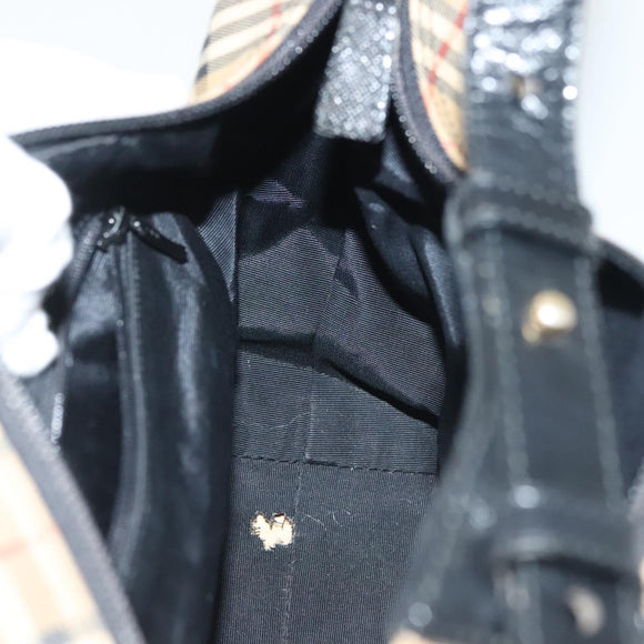 Burberrys Nova Check Shoulder Bag Canvas Leather Beige Auth 140233