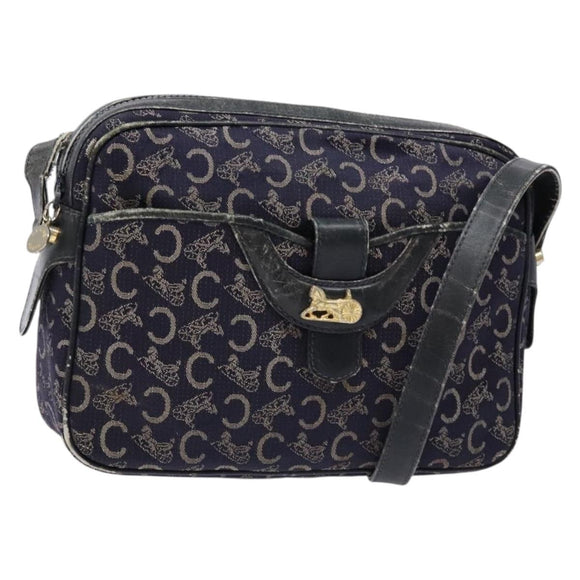 CELINE C Sulky Shoulder Bag Canvas Navy Auth 140236