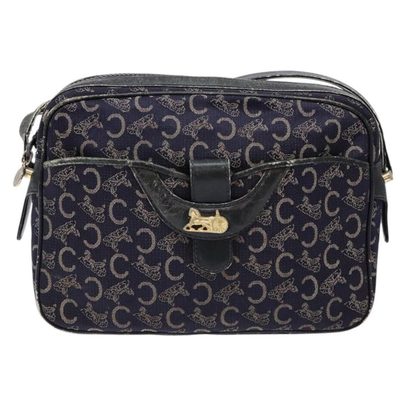CELINE C Sulky Shoulder Bag Canvas Navy Auth 140236