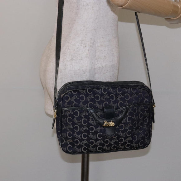 CELINE C Sulky Shoulder Bag Canvas Navy Auth 140236