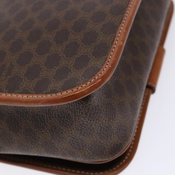 CELINE Macadam Canvas Shoulder Bag PVC Leather Brown Gold Auth 140237