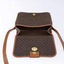 CELINE Macadam Canvas Shoulder Bag PVC Leather Brown Gold Auth 140237-18