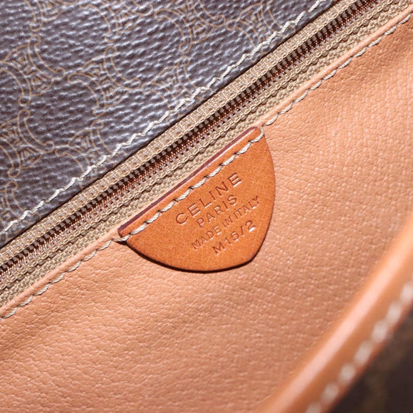 CELINE Macadam Canvas Shoulder Bag PVC Leather Brown Gold Auth 140237