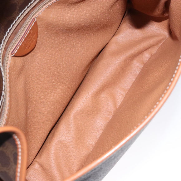 CELINE Macadam Canvas Shoulder Bag PVC Leather Brown Gold Auth 140237
