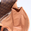 CELINE Macadam Canvas Shoulder Bag PVC Leather Brown Gold Auth 140237-19