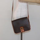 CELINE Macadam Canvas Shoulder Bag PVC Leather Brown Gold Auth 140237-21