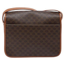 CELINE Macadam Canvas Shoulder Bag PVC Leather Brown Gold Auth 140237-2