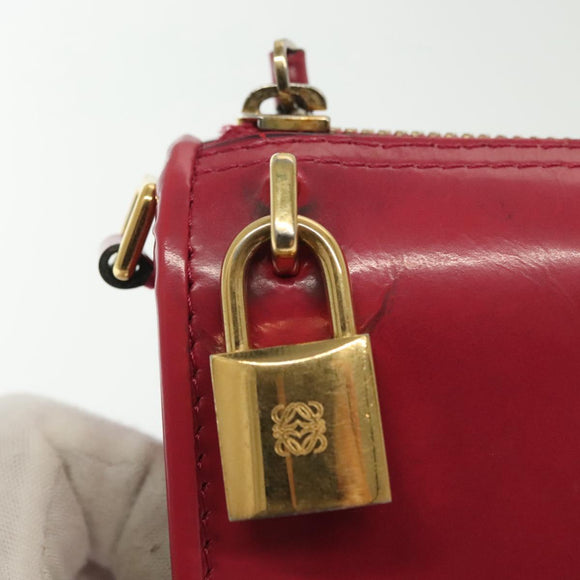 LOEWE Pouch Leather Gold Pink Auth 140238