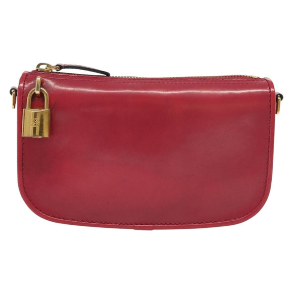 LOEWE Pouch Leather Gold Pink Auth 140238