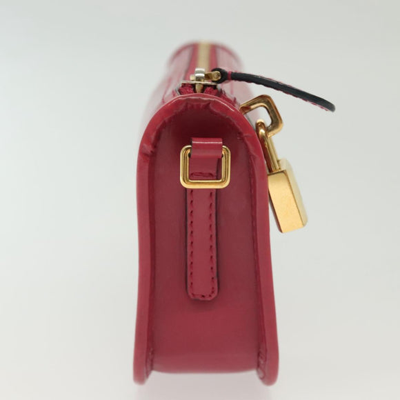 LOEWE Pouch Leather Gold Pink Auth 140238