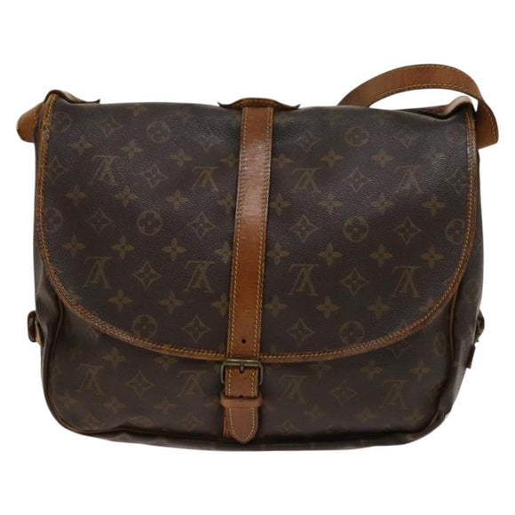 LOUIS VUITTON Monogram Saumur 35 Shoulder Bag M42254 LV Auth 140247