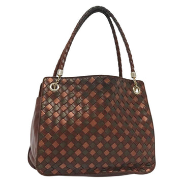 BOTTEGA VENETA INTRECCIATO Hand Bag Leather Brown Auth 140254