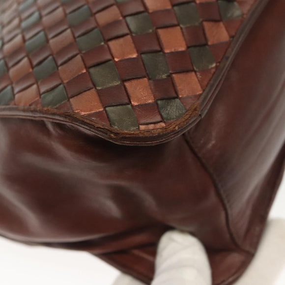 BOTTEGA VENETA INTRECCIATO Hand Bag Leather Brown Auth 140254
