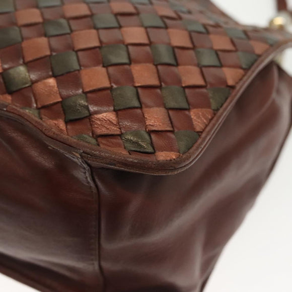 BOTTEGA VENETA INTRECCIATO Hand Bag Leather Brown Auth 140254