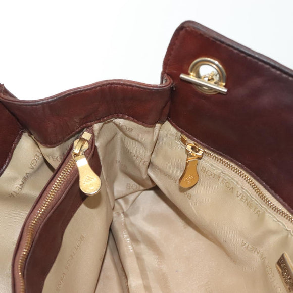 BOTTEGA VENETA INTRECCIATO Hand Bag Leather Brown Auth 140254