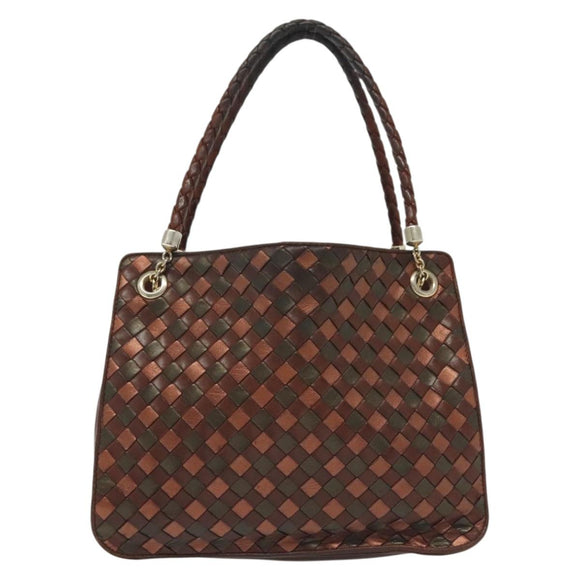 BOTTEGA VENETA INTRECCIATO Hand Bag Leather Brown Auth 140254