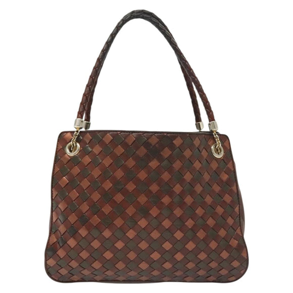 BOTTEGA VENETA INTRECCIATO Hand Bag Leather Brown Auth 140254