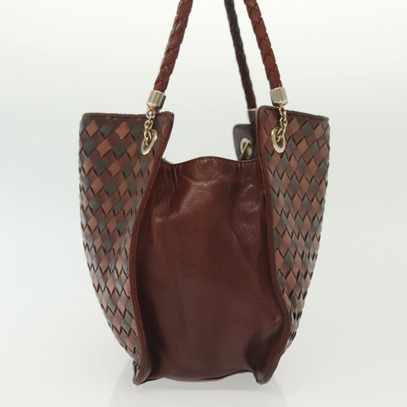 BOTTEGA VENETA INTRECCIATO Hand Bag Leather Brown Auth 140254