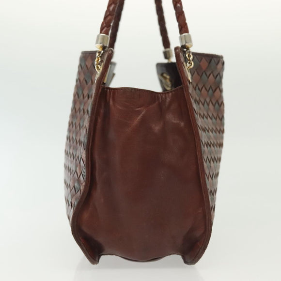 BOTTEGA VENETA INTRECCIATO Hand Bag Leather Brown Auth 140254