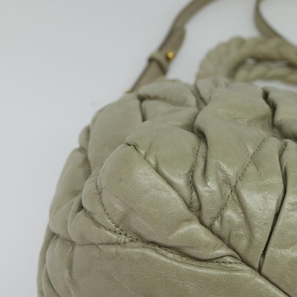 Miu Miu Matelasse Hand Bag Leather 2way Beige Gold Auth 140255