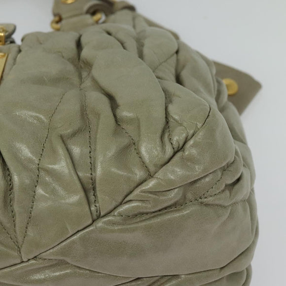 Miu Miu Matelasse Hand Bag Leather 2way Beige Gold Auth 140255