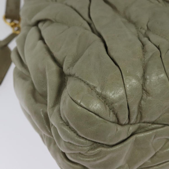 Miu Miu Matelasse Hand Bag Leather 2way Beige Gold Auth 140255