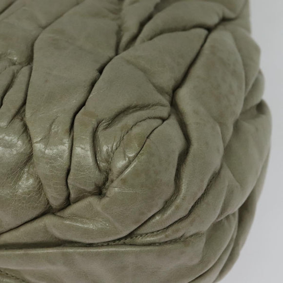 Miu Miu Matelasse Hand Bag Leather 2way Beige Gold Auth 140255