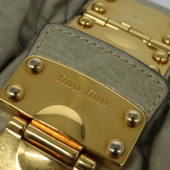 Miu Miu Matelasse Hand Bag Leather 2way Beige Gold Auth 140255