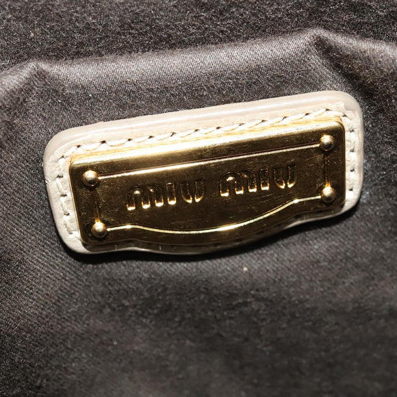 Miu Miu Matelasse Hand Bag Leather 2way Beige Gold Auth 140255