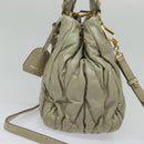 Miu Miu Matelasse Hand Bag Leather 2way Beige Gold Auth 140255-5