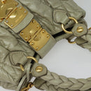 Miu Miu Matelasse Hand Bag Leather 2way Beige Gold Auth 140255-6
