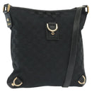 GUCCI GG Canvas Abbey Shoulder Bag Black Gold 131326 Auth 140269-1