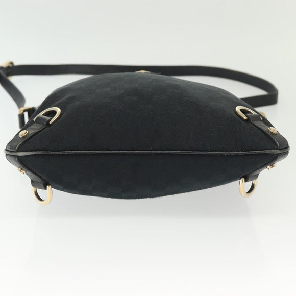 GUCCI GG Canvas Abbey Shoulder Bag Black Gold 131326 Auth 140269