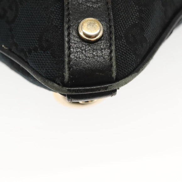 GUCCI GG Canvas Abbey Shoulder Bag Black Gold 131326 Auth 140269