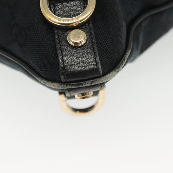 GUCCI GG Canvas Abbey Shoulder Bag Black Gold 131326 Auth 140269