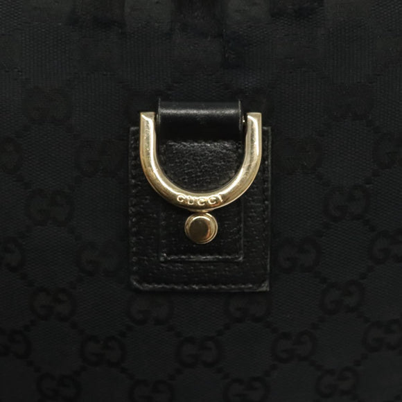 GUCCI GG Canvas Abbey Shoulder Bag Black Gold 131326 Auth 140269