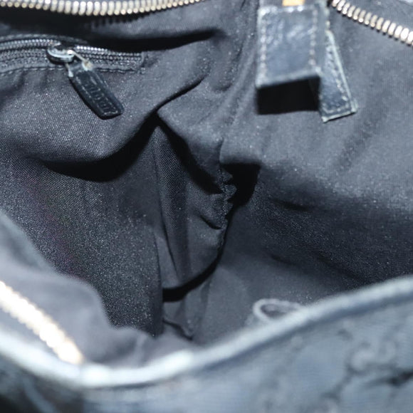 GUCCI GG Canvas Abbey Shoulder Bag Black Gold 131326 Auth 140269